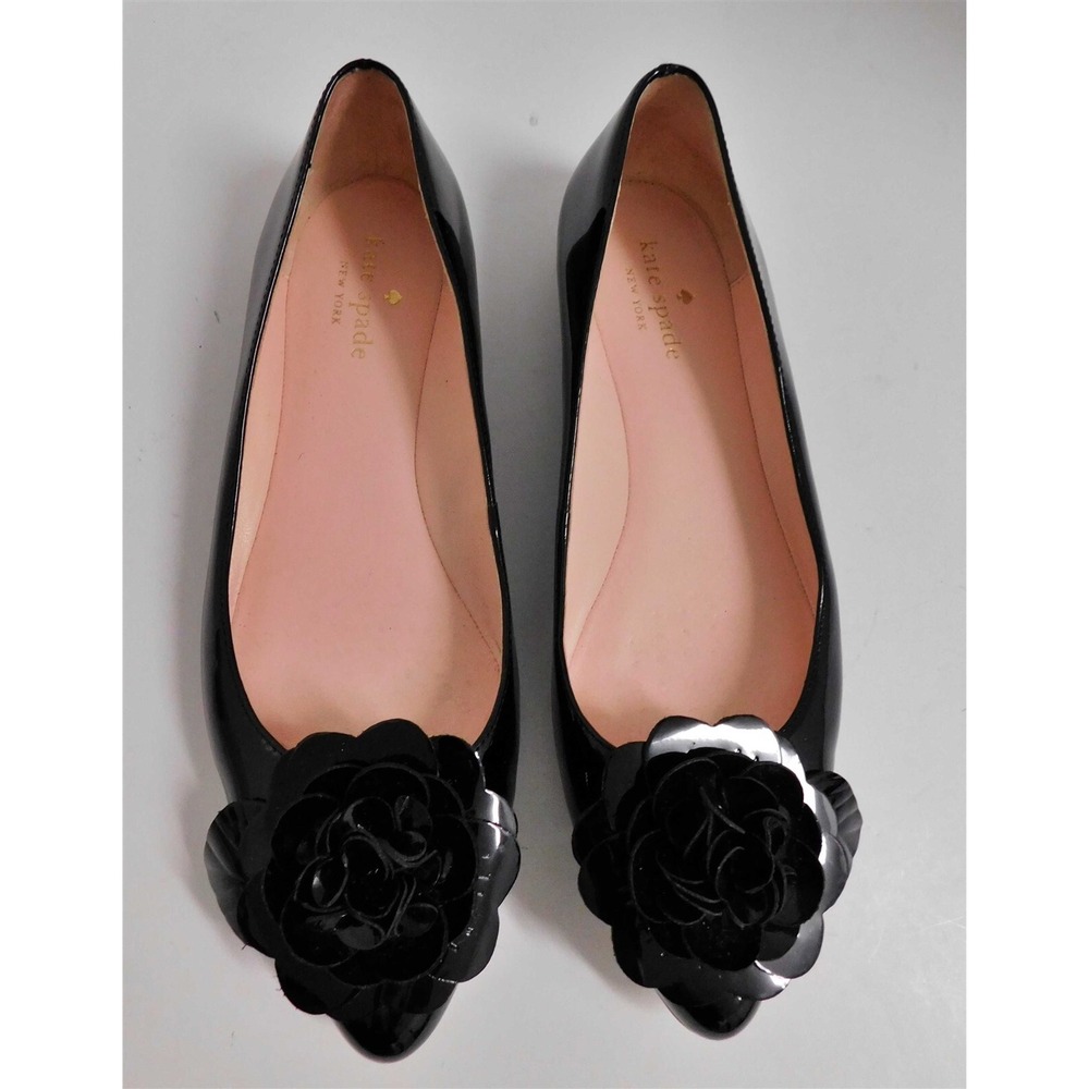 Kate Spade Ellie Black Patent Ballet Flats 7.5 M